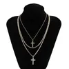 Colares de pingentes de colar de cor de ouro embutido Hao Stone Colar para mulheres Jóias de luxo de clavícula cruzada de Jesus Cross Cross