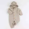 Baby romer 3d tecknad björn stickade tjejer födda roliga jumpsuits onesie mode hooded långärmad toddler barns överaller 210417