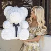 Groothandel huwelijksgeschenk 25 cm grote custom teddy rose beer met doos luxueuze 3D-beer van rozen bloem kerstcadeau Valentijnsdag cadeau