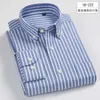 100% katoen Oxford Mens Shirts Hoge kwaliteit Gestreepte Business Casual Soft Dress Social Shirts Regulier Fit Male Shirt Big Size 8XL 210714