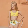 Dziecięce stroje kąpielowe damskie jednolity kolor szkolenia zawody dziewcząt Dzieci dziewczyna Swimsuite Dwuczęściowy Swim