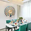 3D Peacock Europe Décor Montre Accueil Salon / Chambre à coucher Horloge muette Design moderne Horloges murales numériques en métal 210414