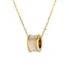 Straight titanium steel white shell necklace women039s Ring Necklace hip hop jewelry8300798