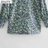 Women Vintage Floral Print Single Breasted Shirt Retro Office Ladies Long Sleeve Blouse Roupas Chic Femininas Tops LS9032 210416