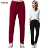 Ondergoed vrouwen harembroek massief elastische taille broek katoen losse joggingbroek casual broek rood zwart grijs plus maat Y211115