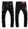 Jeans pour hommes Four Seasons Slim PP Washed Black Drill Tight Stretch Casual Fashion Go-Go Trend In The Waist Hole Small Leg332h
