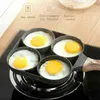 4 Hole Frying Pot Thickened Omelet Pan Black Non-stick Egg Steak Ham Pancake Handle Kitchen Cooking Breakfast Maker DHL