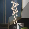 Lámparas colgantes largas para edificio dúplex Villa escalera departamento de ventas compras Hotel restaurante escalera de caracol luces LED