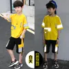 Kläder uppsättningar Sommarreflekterande pojkar Barn T-shirt Kortärmad + Shorts Set 2PCs Barn Barnkläder 8 12 14 år