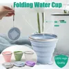 200ml Stainless Steel Silicone Folding Cup Drinkware Lid With Lanyard Dustproof Cover LidS Outdoor Coffee Cups Retractable Travel Copa WLL768