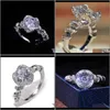 Anéis Jóias Chegada de Jóias de Luxo Exclusivo 9825 Sterling Sier Rodada Corte Branco Topázio CZ Diamond Party Mulheres Casamento Nupcial Anel para Amantes Dr