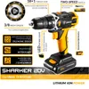 DEKO Power Tool Sets Sharker 20V Cordless Drill Driver Screwdriver Mini Wireless DC Lithium-Ion Battery 18+1 Settings