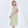 White Loose Shirt Dress For Women Stand Collar Short Sleeve Casual Minimalist Dresses Female Fashion 210520