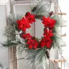 Decorative Flowers & Wreaths Christmas Artificial Wreath Front Door Holiday Home Hanging Decoration Frosted Winter Greens Plant For Co-worke