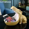 ERMAKOVA Colorful Resin Hippo Statue Animal Figurine Home Office Living Room Decoration 210607