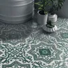 Small flower brick dark green retro floor tiles 300 * 300mm restaurant balcony non slip ceramic tile matte mosaic