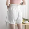 Frauen Denim Shorts Klassische Vintage Hohe Taille Rosa Weiß Breites Bein Weibliche Caual Süße Sommer Damen Jeans Für 210809