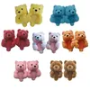 WholesalePlush Teddy Bear House Terlik Kahverengi Kadın Ev Kapalı Yumuşak Kaymaz Faux Kürk Sevimli Kabarık Pembe Terlik Kadın Kış Sıcak Ayakkabı