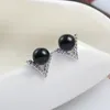 Stud Arrival Fashion 2 Colors Pearl Earrings For Women Girls White Gold Plated V Shape Cubic Zirconia Earring Jewelry LE1465