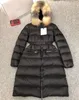 Women Khloe Long Down Jacket Designer Fox Fur Hood Outwear Winter Zipper Closure Belt Pockets Thick Warm Coat