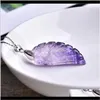 Rock Crystal Quartz Loose Pärlor 1pc Naturlig Fluorit Mineral Wing Guardian Noble Par Necklace Hänge DIY Present Smycken Män En Qylmym Drop
