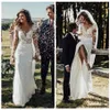 2021 Sexy Slim Bohemian Wedding Dresses Long Sleeves Lace Appliques Garden Bridal Gowns Customized Formal Long Robe De Mariee