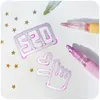 Highlighters 8 Färger Dual Line Fluorescerande Pen Glitter Marker Sketch Stationery Highlighter Cute Japanes