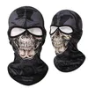 Skull Balaclava Cap Army Tactical 2 Hole Full Face Mask Skidcykel Fotvandring Skyddande Kepsar Halloween Party Skelett Ghost Hood Ice Silk Cooling Sport Hattar