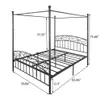 Metal Canopy Bed Frame med utsmyckad europeisk stil Huvudgavel Sturd Stål Håller 600 kg Passar perfekt din madrass Easy DIY Assembly Alla Partsa52