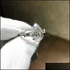 Solitaire Jewelryreal 925 Sterling Sier skapade Moissanitringar för kvinnor Eternal Engagement Pear Shaped Cut Diamond Ring Finger 7475595