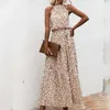 Summer Elegant Sexy beach long Dress Women Print Flowers Polka-dot strap Ladies Halter boho dress women vestidos Fashion 210630