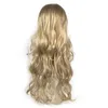 Perruque Synthétique Blonde Longue Bouclée Ondulée Simulation Perruques de Cheveux Humains Postiches pour Femmes Noires et Blanches Perruques K23
