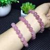 Pulsera de cuarzo rosa con hebras de cuentas, brazalete con cuentas de bolas de cristal, piedras preciosas naturales, regalo curativo de Reiki Trum22