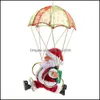 Decorations Festive Home & Garden Electric Santa Claus Hanging Rotation Parachute Turn Musical Pendant Christmas Gift For Child Toy Party Su