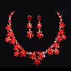Earrings & Necklace Fashion Bridal Wedding Accessories Jewelry Sets Women Rhinestone Crystal Flower Bride Pendant And Earring Set Floral JL