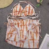 Sexy 3-delige bikiniset met cover-up strandjurk Tie Dye Push-up Biquini Braziliaanse badmode Dames String Bikini's 2022 Mujer95138639791995