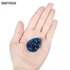Shinygem Sparkling Natural Chakra Opal Pendants Multi Druzy Crystal Stone سحر المجوهرات صنع 5pcs عشوائي إرسال G094684328