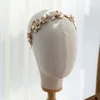 Antik guldblomma Bridal Tiara handgjorda kristallbröllopskrona Headpiece Party Prom Smycken Kvinnor Hårtillbehör