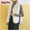 Fausse fourrure gilet femmes hiver sans manches manteau décontracté Femme solide faux renard pardessus pour dame mode Femme 210428