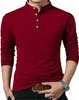 Men's T-Shirts Grandad Shirts Polo Shirt Long Sleeve Mandarin Collar Slim Fit Pique PL14