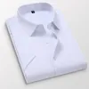 Camicie eleganti da uomo Casual Manica corta Moda Bianco Nero Blu Rosso Rosa Slim Trend Business Abiti formali Abbigliamento maschile 220216