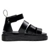 Sandalen Clarissall Zwart Lederen Dames Drie gesp Platform Street Style Flats Romeinse schoenen