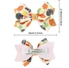 Thanksgiving Hair Bows for Girls Leaves Printed Ribbon Hairgrips Bowknot Clips Kids Hairs Tillbehör