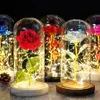 Regalo di San Valentino La bella e la bestia Fiore Rosa nella decorazione della lampada a led con cupola in vetro Ideale per la fidanzata