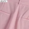 Pantalones de pierna ancha de Color rosa para Mujer, Pantalones Vintage de cintura alta para oficina, con cremallera, informales, para Mujer, P1023 210420