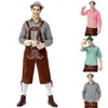 Survêtements pour hommes Hommes Costume Vêtements Adultes Oktoberfest Allemand Bavarois Shorts Tenue Salopette Chemise Chapeau Bretelles Ensemble Halloween