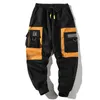 Hip Hop hommes multi-poches taille élastique conception sarouel rue Punk pantalon décontracté joggeurs mâle Cargo pantalon ABZ51 220214