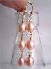 pink drop pearl earrings