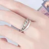 Cluster Rings Chain Double Layer Vintage Punk Adjustable Thai Silver Color Ring For Women Mens Korean Trendy Simple Tibetan Jewelry S-R2207