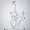 7 tubi Bong in vetro Narghilè Klein Bong Soffione doccia Perc 5 mm di spessore Erba secca Ciclone Dab Rig Trasparente Tubo da fumo Tubi dell'acqua rotante Riciclatore Narghilè Impianti petroliferi